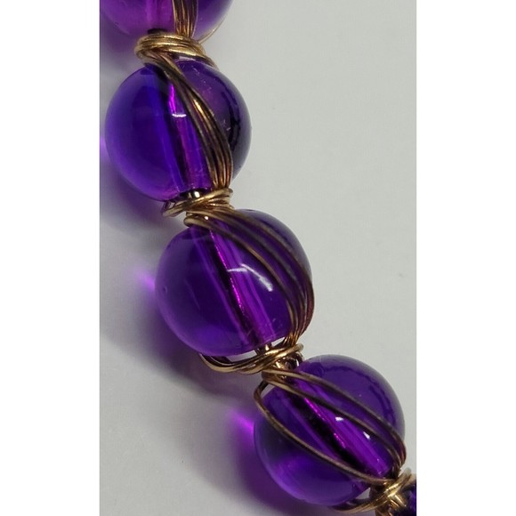 Jules B Funky Statement Purple Beaded Bracelet Wire Wrapped Hippie Boho Bohemian - Picture 7 of 10